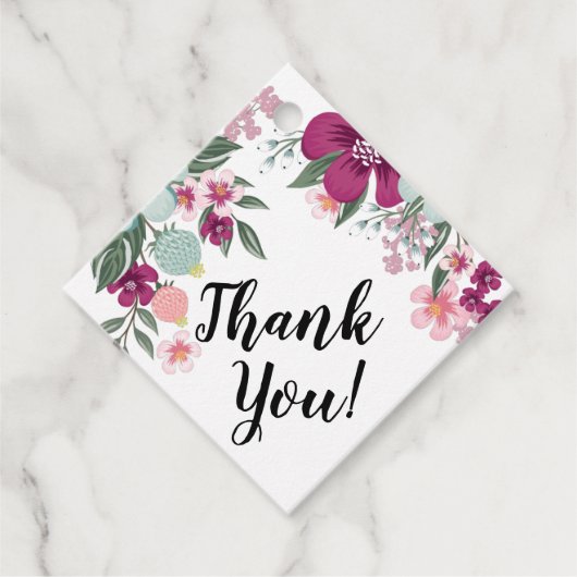 12ギフトラベル熱帯花オンホワイト フェイバータグ (正面)