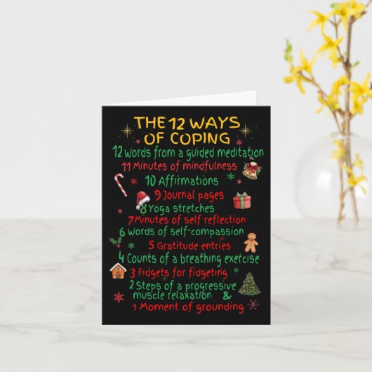 12クリスマスのメンタルヘルスおもしろいに対処する方法 カード (黄色い花)