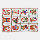 12クリスマスキルト日ギフトのプリント キッチンタオル (横)