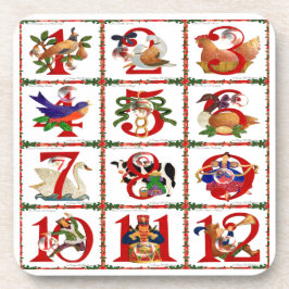 12クリスマスキルト日ギフトのプリント コースター