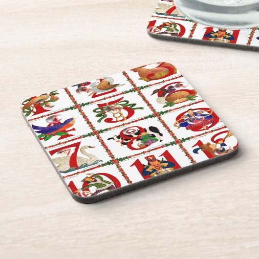 12クリスマスキルト日ギフトのプリント コースター (左側)