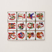 12クリスマスキルト日ギフトのプリント ジグソーパズル (横)