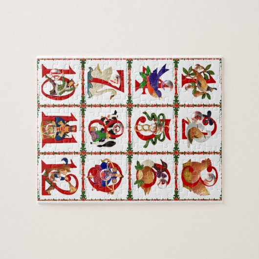 12クリスマスキルト日ギフトのプリント ジグソーパズル (横)