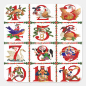 12クリスマスキルト日ギフトのプリント スクエアシール (正面)