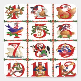 12クリスマスキルト日ギフトのプリント スクエアシール