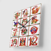 12クリスマスキルト日ギフトのプリント スクエア壁時計 (傾斜)