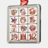 12クリスマスキルト日ギフトのプリント メタルオーナメント (左)