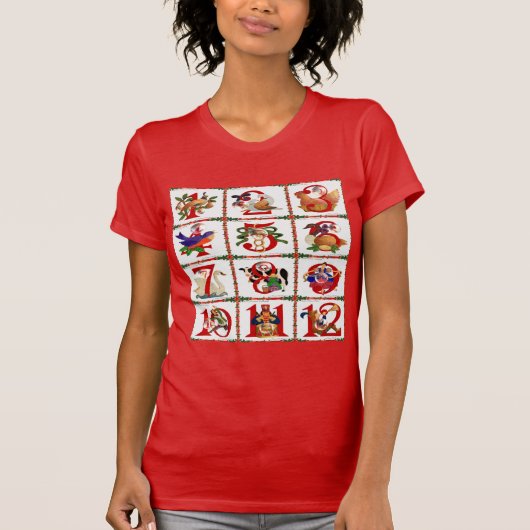 12クリスマスキルト日ギフトのプリント Tシャツ (正面)