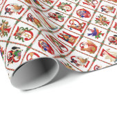 12クリスマスキルト日プリント ラッピングペーパー (ロールコーナー)