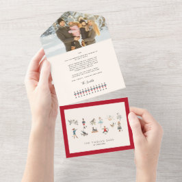 12クリスマストリフォールドホリデーカードの日 オールインワン招待状