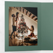 12クリスマスファミリーの伝統の日写真 三つ折りクリスマスカード (内部最初)