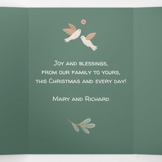 12クリスマスファミリーの伝統の日写真 三つ折りクリスマスカード (内部中)