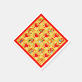 12クリスマスフォークアートの日と金ゴールドのハート スタンダードカクテルナプキン (角)