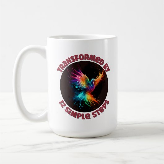 12シンプルステップで変換 – オウム、NA、Al-Anon コーヒーマグカップ (左)