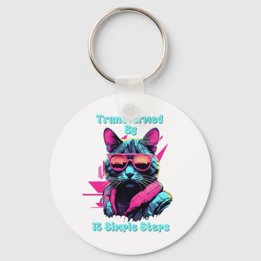 12シンプルステップ、オウム、NA、Al-Anonで変換 キーホルダー (正面)