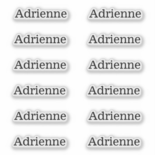 12シンプル文字のセリフ名ラベルセットカスタム12 シール (正面)