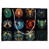 12シンボルや象徴の〔占星術の〕十二宮図美しい誕生日 ラージペーパーバッグ (裏面)