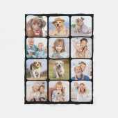 12スタイリッシュフォトコラージュパーソナライズされたブラック フリースブランケット (正面)