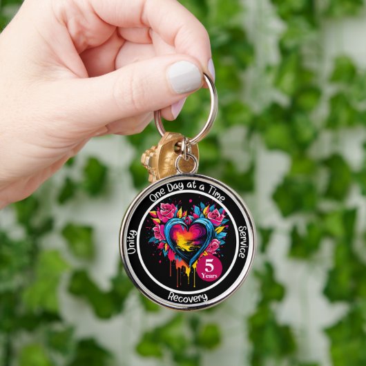 12ステッパーソナライズされたプマイルストーンハート キーホルダー (手)