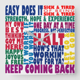 12ステップスローガン スクエア壁時計