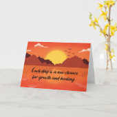 12ステップリカバリ勇気付けられるサンセットマウンテン カード (黄色い花)