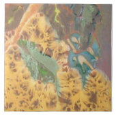 12セラミックタイルのオレンジ色のハイビスカス部分12 タイル (正面)