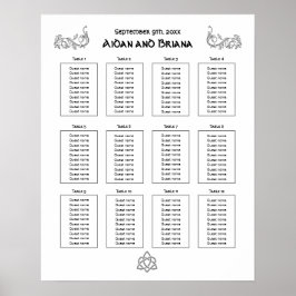 12テーブルのケルトの記号と葉 ポスター