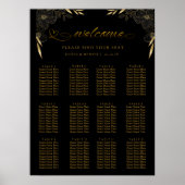 12テーブルエレガントブラック結婚の座席表 ポスター (正面)