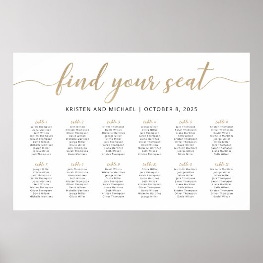 12テーブル席の座席一覧プランを見つける ポスター (正面)