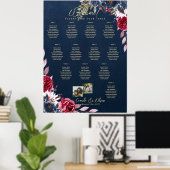 12テーブル座席写真ウェルカムブルゴーニュ青 ポスター (ホームオフィス)