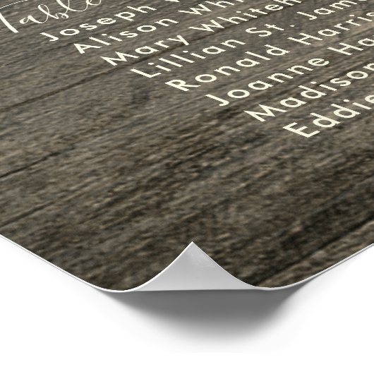 12テーブル暗木木目テーブルの座席表 ポスター (角)