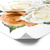 12テーブル焼けオレンジ色の白いフローラシーティングチャート ポスター (角)