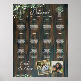 12テーブル素朴ウッドジプソフィラ写真シーティングフォーム ポスター