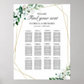 12テーブル結婚の緑色幾何学模様 ポスター (正面)