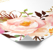 12テーブル結婚シーティングチャートシックフローラ金ゴールド ポスター (角)