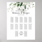 12テーブル緑のエレガントな結婚式のシーティングチャート ポスター (正面)