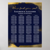 12テーブルNavy Blue抽象芸術結婚の座席表 ポスター (正面)