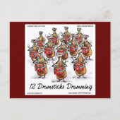 12ドラムスティックドラミングリックおもしろいロンドン ポストカード (正面)