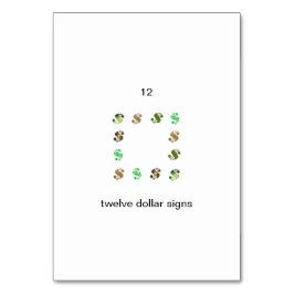 12ドルシンボルや象徴番号フラッシュカード テーブルナンバー