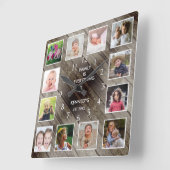 12パーソナライズされたフォトコラージファームハウスバーンウッド スクエア壁時計 (傾斜)