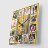 12パーソナライズされたフォトコラージュ動揺してウッド スクエア壁時計 (傾斜)