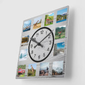 12パーソナライズされたフォトコラージュ素朴自然 スクエア壁時計 (傾斜)