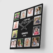 12パーソナライズされたフォトコラージュ賛美ファミリー スクエア壁時計 (傾斜)