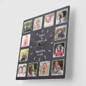 12パーソナライズされたフォトコラージュChalkboardファミリー スクエア壁時計 (傾斜)