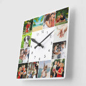 12パーソナライズされた家族写真集 スクエア壁時計 (傾斜)