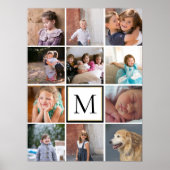 12パーソナライズされた枚の写真コラージュとモノグラム ポスター (正面)