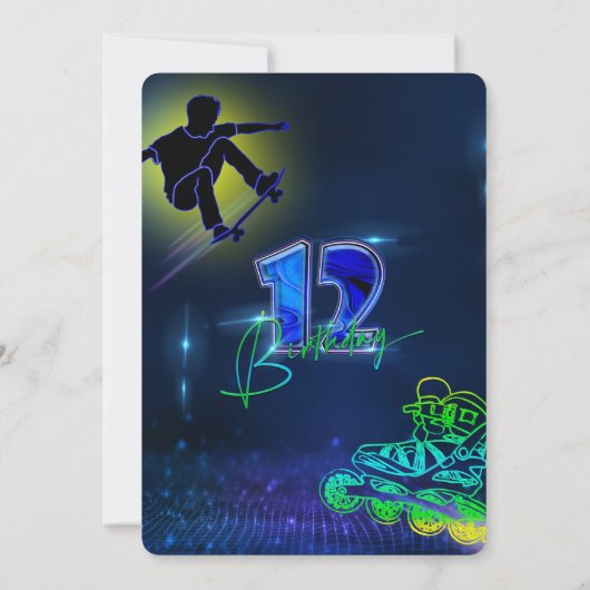 12パーソナライズされた番目の誕生日ボーイ 招待状 (裏面)