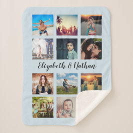 12ファミリカスタムフォトコラージブルーの作成 シェルパブランケット