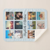 12ファミリカスタムフォトコラージブルーの作成 シェルパブランケット (正面(横))