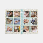 12ファミリーフォトコラージュビーチサンゴ航海の簡単 フリースブランケット (正面(横))